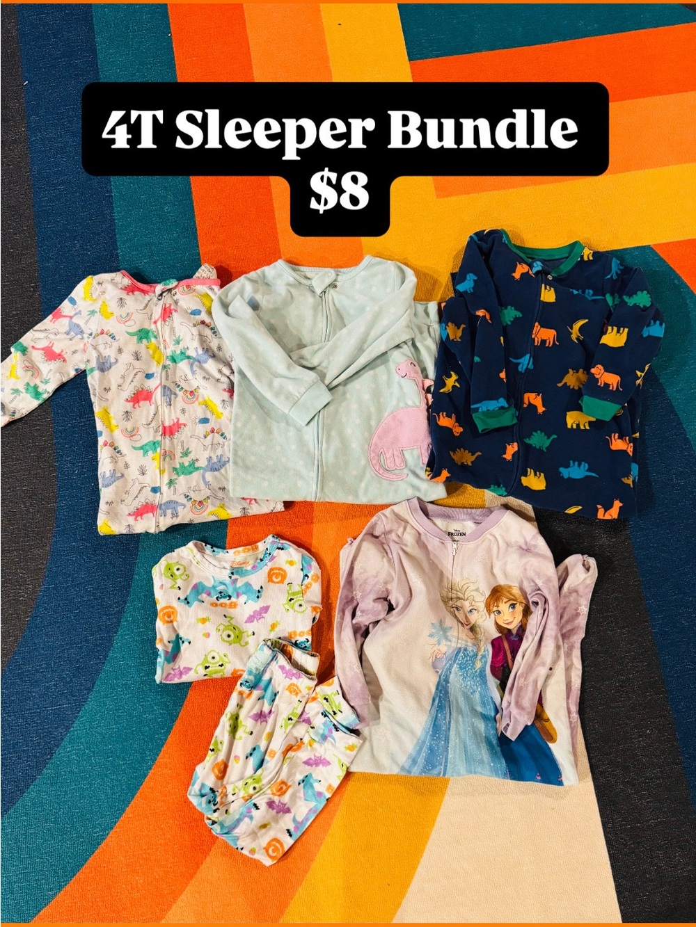 Kids Pajamas Bundle - Mixed Pastel & Navy Dino & Frozen Sleepers